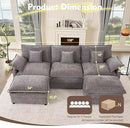 108" U Shaped Couch, Modular Sectional Sofa, 3-Seater Comfy Cloud Couch with Movable Ottoman, Deep Seat Couches for Living Room, Chenille, Slate by CozyNest Decor