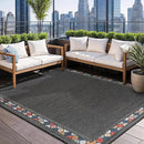 Beverly Rug Outdoor Rug 4x6 Modern Bordered Area Rugs for Indoor and Outdoor Patio Easy to Clean Non Shedding Living Room Porch Garden Washable Outside Carpet (4 x 6 Dark Gray) by CozyNest Decor