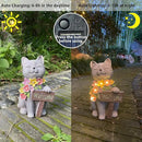 Solar Cat Garden Statue for Outdoor Decor, Cat Solar Light with Flowers, Resin Welcome Cats for Garden, Yard, Lawn Decor, Cats Lover Gifts for Women by CozyNest Decor