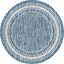 Unique Loom Outdoor Border Collection Area Rug - Soft Border (3' 1" Round, Blue/ Ivory) by GreenHaven Gardens