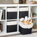 OrganiHaus 12x12 Cube Storage Bins 4 Pack, Foldable Cube Storage Organizer w/ Rope Handles, Collapsible Fabric Bins for Toys, Clothes & Closet Organization, Fabric Square Baskets - Black/White by CozyNest Decor