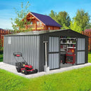 Domi Outdoor Storage Shed 11' x 12.5', Metal Sheds Steel Utility Tool Storage House with Double Lockable Doors & Air Vents for Patio Garden Lawn Backyard, Dark Gray by GreenHaven Gardens