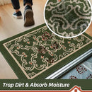 BEQHAUSE Dirt Trapper Door Mat 32" x 48", Non-Slip Entryway Rugs Washable, Floor Mat Stain Resistant and Absorbent Welcome Mat for Front Back Door, Muddy Wet Shoes & Paws, Green and Vining Floral by CozyNest Decor