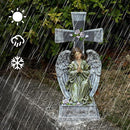 Yiosax-Solar Angels for Cemetery-Garden Statue Lights Decor - Before The Cross on One Knee Wings Praying Angel Figurine Bless You Cemetery Patio Lawn Yard Porch Decorations by GreenHaven Gardens