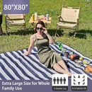 HX&OD Outdoor Picnic Blanket Extra Large, 80''*80'' Waterproof Picnic Mat with Stakes Foldable Camping Blanket Portable with Carry Strap for Beach Mat (Blue& White, 80''*80'') by TinyTreasures Baby Boutique