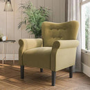 BELLEZE Modern Accent Chair, High Back Armchair, Upholstered Wingback Side Chair, Padded Single Sofa with Wooden Legs for Living Room, Bedroom - Avocado by CozyNest Decor