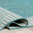nuLOOM 9'6" x 12' Outdoor Area Rug, Casual Design With Striped Border, Stain Resistant, Highly Durable, For Patio, Balcony, Bedroom, Living Room, Dining Room, Bathroom, Teal by CozyNest Decor