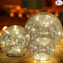 Mercury Crackle LED Glass Globe Ball Lamp with Timer, Battery Operated Night Light for Girls, Birthday, Halloween,Christmas - Decorative Gift for Home Warm White (with Timer) by GreenHaven Gardens