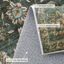 Washable 8x10 Area Rugs for Living Room, Boho Non-Slip Silicone Backing Rugs for Bedroom Dining Room Nursery Office, 0.3" Neutral Oriental Throw Carpet with 0.16" Cushioning Pad, Sage Green/Multi by TinyTreasures Baby Boutique