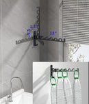 Dr.DJ Wall Hanger for Clothes, Coat Hanger Mounted Matte Black Retractable Clothes Drying Organizer Rack Garment Hooks Aluminium Folding Indoor Space Saver (2 Racks) Black