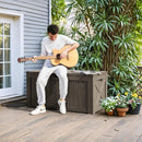 Greesum 120 Gallon Deck Box, Resin Outdoor Storage Container for Patio Furniture, Garden Tools, Pool Accessories, Weatherproof, Lockable, Coffee by GreenHaven Gardens