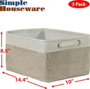 SIMPLE HOUSEWARE Large Fabric Storage Bin, 14.4" x 10" with Handles, 3-Pack, Foldable Organizer for Closet and Shelf, Beige by CozyNest Decor