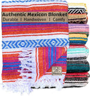 Del Mex Classic Mexican Blanket, Large Authentic Woven Falsa Throw (70"x50"), Artisan Southwest Décor for Beach, Yoga, Outdoors (Orange/Pink/Blue) by CozyNest Decor