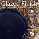 Sunnydaze 21" H Ceramic Bird Bath for Outside - Hand-Painted Outdoor Bird Bath Bowl, UV/Frost-Resistant Finish - Dark Blue - Cut Out Pedestal by GreenHaven Gardens