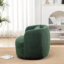 KINWELL 34" Wide Boucle Swivel Barrel Chair, No Assembly Round Upholstered Armchair Accent Chair Single Sofa Chair with Toss Pillow for Living Room and Bedroom, Green by CozyNest Decor