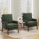 Modern Accent Chairs Set of 2 for Living Room Mid Century Arm Chairs Upholstered Bedroom Chairs Comfy Lounge Chairs with Solid Wood Frame, Green by CozyNest Decor