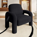 Modern Sherpa Accent Chair, Teddy Upholstered Arm Single Sofa, Cozy Fluffy Reading Chair for Living Room, Bedrooms, Corner (Black) by CozyNest Decor