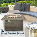SereneLife Outdoor Propane Fire Pit Table 50000 BTU with Auto Ignition, Glass Wind Guard, Mosaic Tile Top, Clear Glass Rocks, and Weather-Resistant Design for Patio or Backyard by GreenHaven Gardens