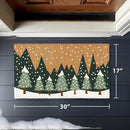 Barnyard Designs Natural Coco Coir Christmas Doormat - Large Cute Non-Slip Heavy Duty Backing Door Mat for Outside Entrance or Porch Entry, Brown (17x30, Winter Snow Forest) by CozyNest Decor