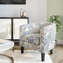 BELLEZE Living Room Chair, Linen Round Accent Barrel Chair, Club Tub Sofa Chair for Bedroom, Corner Chair with Flared Legs and Cozy Soft Padding - Highland (Blue Coral) by CozyNest Decor