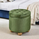 Furniliving Upholstered Button Tufted Round Ottoman, Velvet Storage Ottomans Round, Removable Lid Convenient Footstools, Bedroom Ottoman with Storage for Vanity, Living Room, Green by CozyNest Decor