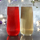 24 Pack Ribbed Ripple Stemless Toasting Glasses, Origami Durable 9 Oz BPA-Free Disposable Plastic Champagne Flutes for Weddings, Bars, Events, and Celebrations (Clear) by CozyNest Decor