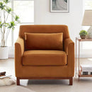Extra Deep Accent Chair, Fabric Upholstered Comfy Reading Armchair for Living Room, Bedroom Single Seat Sofa Chair with Wood Base, Curry by CozyNest Decor