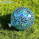 VOREEN 10-Inch Gazing Ball Glass Mosaic Gazing Globe, Outdoor Reflective Ball Yard Decoration for Homes, Patio, Lawn and Gardens, Gift for Mom Wife Friend, Blue and Amber by CozyNest Decor