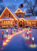 Brightown Frosted C9 LED Christmas Lights Outdoor, 32Ft Christmas Pathway Lights with 25 LED Bulbs and Stakes, Christmas Decorations Outside Driveway Walkway Sidewalk, Red and Warm White by GreenHaven Gardens