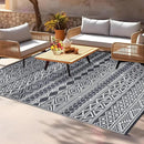 GAOMON Outdoor Rug Waterproof 8'x10', Reversible Outdoor Plastic Straw Rug, Boho Patio Rug, Indoor Outdoor Carpet, RV Mat Outside for Patio, Camp, Picnic, Balcony, Deck, Grey/White(Bohemia) by CozyNest Decor