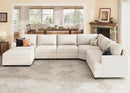 Nolany Modular U-Shape Oversized Corner Sectional Sofa with Storage Ottoman, Corduroy Fabric, Beige, 72.9"D x 128.5"W x 35"H by CozyNest Decor