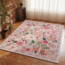 Area Rug 4x6 Rug Washable Boho Rugs Non Slip Low Pile Floral Small Carpet for Bedroom, Bedside, Kids Room, Office, Dining Room(Pink) by CozyNest Decor