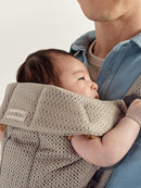 BabyBjörn Baby Carrier Mini, Gray Beige, 3D Mesh Newborn Carrier (7-25 lbs), Ergonomic, Easy-to-Use by TinyTreasures Baby Boutique