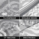 Pauwer Waterproof Outdoor Rug 9x12, Reversible Plastic Straw Patio Camping Rug, Indoor Outdoor RV Mat Carpet for Deck, Camper, Porch, Balcony, Backyard, Picnic, Clover Grey by GreenHaven Gardens
