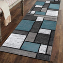 Rugshop Contemporary Modern Boxes for Home Office,Living Room,Bedroom,Kitchen Non Shedding Runner Rug 2'7" x 10' Blue by TinyTreasures Baby Boutique