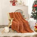 WESHIONGOO Chunky Knit Blanket Throw 50"×60" Knitted Throw Blankets for Couch Bed Fall Throw Blanket Fluffy Soft Blanket with Jumbo Chenille Yarn Thick 100% Handmade (Burnt Orange) by CozyNest Decor