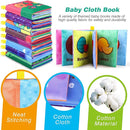 Baby Bath Books, Nontoxic Fabric Soft Baby Cloth Books, Early Education Toys, Waterproof Baby Books for Toddler, Infants Perfect Shower Toy, Kids Bath Toys Birthday Gift (Pack of 8) by TinyTreasures Baby Boutique