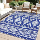 OLANLY Outdoor Rug Waterproof 4x6 ft, Reversible Outdoor Plastic Straw Rug, Boho Patio Rug, Indoor Outdoor Carpet, RV Mat Outside for Patio, Camp, Picnic, Balcony, Deck, Backyard, Blue & White by GreenHaven Gardens