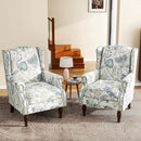 UIXE High Back Floral Accent Chairs Set of 2, Upholstered Armchair in Fabric, Retro Printed Wingback Arm Chair for Living Room, Nailhead Trim Single Sofa Bedroom Reading Seat - Plants Blue by CozyNest Decor