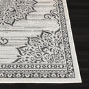 CAMILSON Outdoor Rug, 8x10 Medallion White Black Modern Area Rugs for Indoor and Outdoor Patios, Kitchen and Hallway Mats, Washable Porch Deck Outside Carpet (Medallion White, 8 x 10) by CozyNest Decor