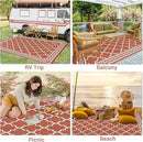 GAOMON Outdoor Rug Waterproof 8'x10', Reversible Outdoor Plastic Straw Rug, Boho Patio Rug, Indoor Outdoor Carpet, RV Mat Outside for Patio, Camp, Picnic, Balcony, Deck, Orange/White(Geometric) by CozyNest Decor