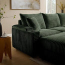 Modular Sectional Sofa Couch, Plush Corduroy Fabric Sectional Couches for Living Room with USB Charging Ports, Phone Holders, and Multi-Functional Storage Armrests (Green, 4set+2ottoman) by CozyNest Decor