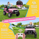 24V 4WD Ride on Truck Car w/800W Motors, Gift Flower, Remote Control, 2 Seaters, Light Bar, 3 Speeds, Pop Music, Power Four Wheels, 25 Volt Ride on Toy Car for Big Kids, Pink by TinyTreasures Baby Boutique