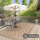 Pauwer Waterproof Outdoor Rug 6x9, Reversible Plastic Straw Patio Camping Rug, Indoor Outdoor RV Mat Carpet for Deck, Camper, Porch, Balcony, Backyard, Picnic, Bordered Beige
