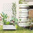 Metal Planter Trellis Box with Wheels & Drain Plug Outdoor Raised Garden Bed Patio Privacy Screen with Planter for Climbing Plants, Vegetables 73"x35"x16" White-Diamond by GreenHaven Gardens