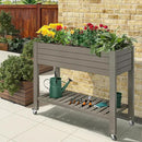 YITAHOME 43.3x17.7x34 in Elevated Garden Bed, Outdoor Plastic Planter Box with Wheels, Legs, Drain Plug, and Storage Shelf for Plants, Vegetables, Flowers, Herbs, Light Brown by GreenHaven Gardens