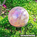 VCUTEKA Gazing Ball, Iridescent Crackled Glass Mosaic Gazing Balls Sphere for Garden Lawn Outdoor Ornament Yard Decorative, 10-Inch, Pink by CozyNest Decor