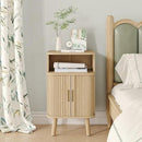 Alohappy Fluted End Table Set of 2, Mid Century Modern Nightstands with Sliding Tambour Door, Curved Round Edge Wood Bedside Table for Bedroom, Side Tables with Storage for Living Room, Natural Oak by CozyNest Decor