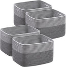 UBBCARE 4 Pack Baskets for Organizing, Woven Storage Baskets for Toys and Towel, Rectangle Cotton Rope Basket with Handles, 15''L x10''W x9''H, Mixed Grey by TinyTreasures Baby Boutique