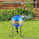 VOREEN 10-Inch Glass Gazing Ball, Outdoor Gazing Globe, Reflective Ball Yard Decoration for Homes, Patio, Lawn and Gardens, Gift for Mom Wife Friend, Phoenix Tail Design, Blue by CozyNest Decor